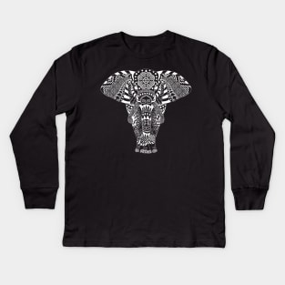 Hmoob Tribal Elephant (Dark Colored Tee) Kids Long Sleeve T-Shirt